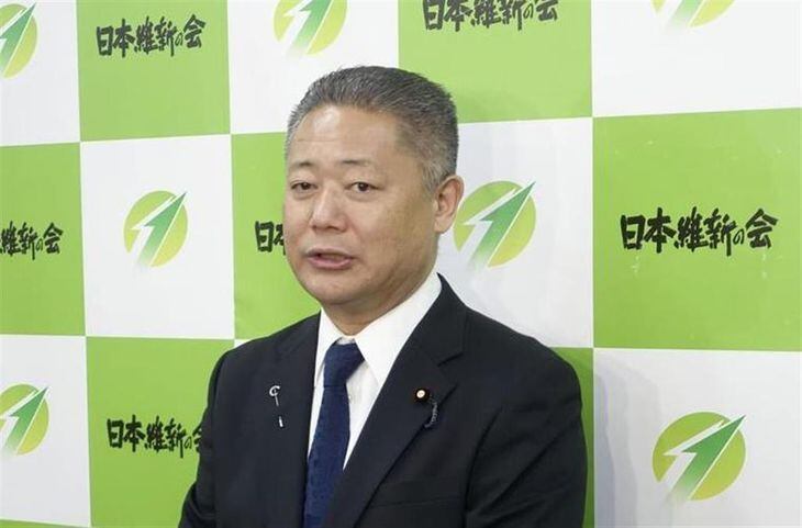 下地幹郎衆院議員の除名処分について説明する日本維新の会の馬場伸幸幹事長=8日午後、大阪市
