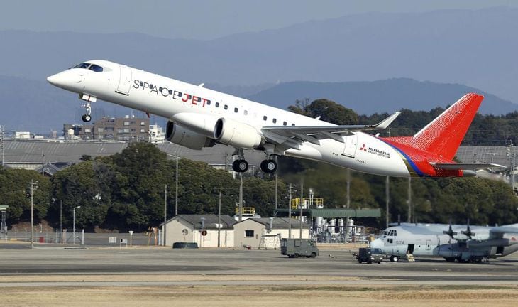 スペースジェットの試験機=3月、愛知県営名古屋空港